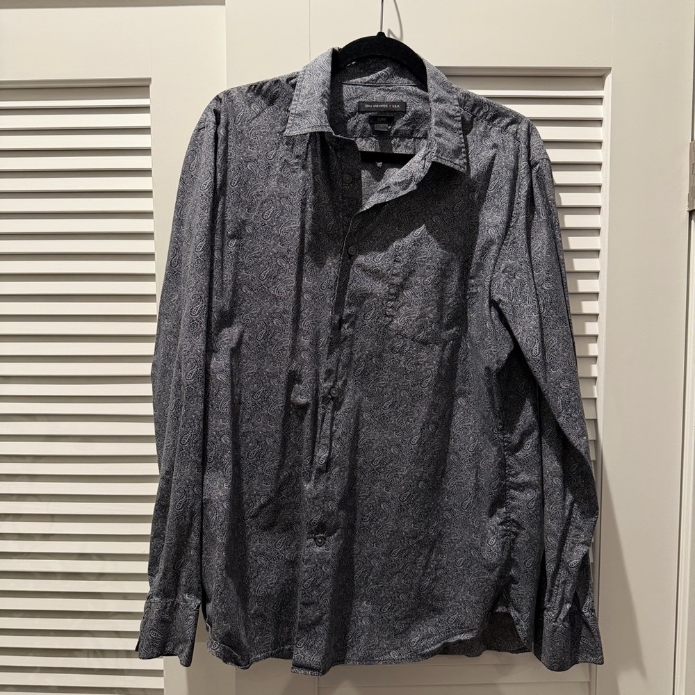 John Varvatos USA Gray Paisley Long Sleeve Shirt